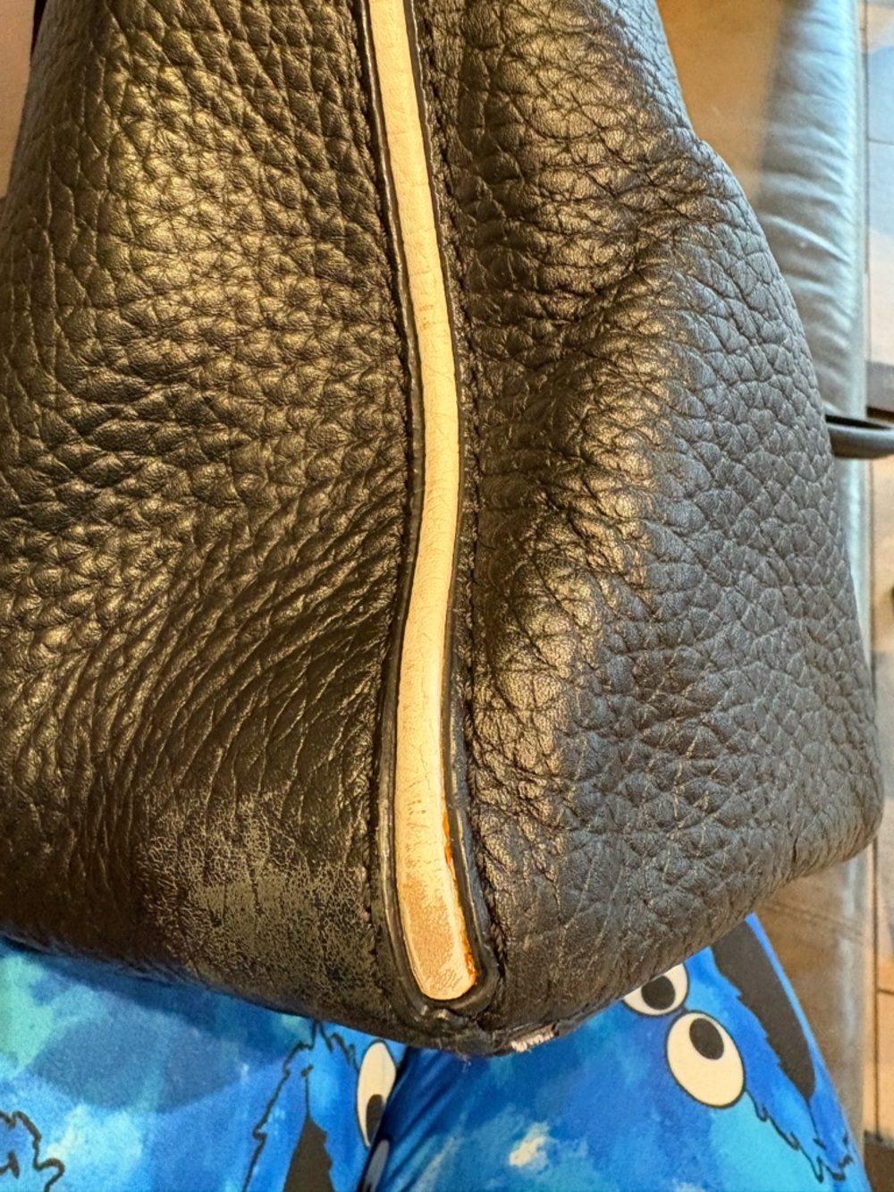 kate spade Black Pebbled Leather Shoulder Bag with White Trim - Picture 14 of 16
